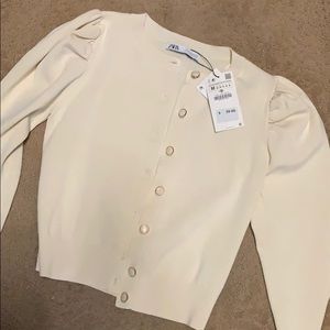 Zara cardigan with ruffle shoulders